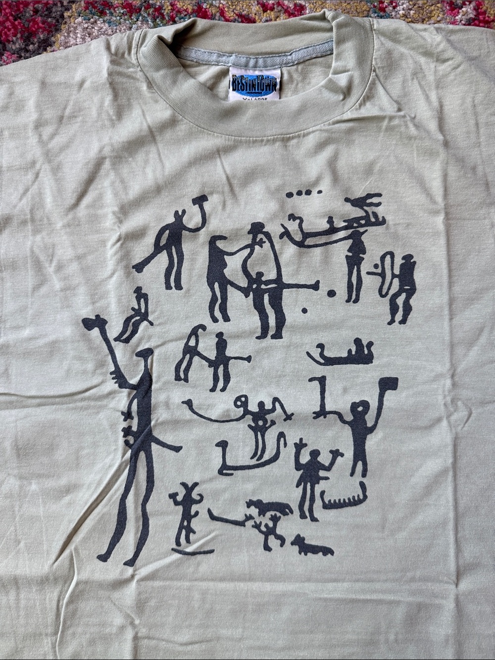Vintage 90s Tribal t-shirt Sage Green XL